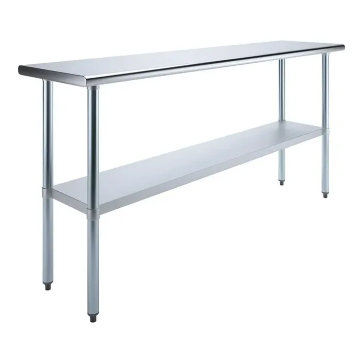 18 in. x 72 in. Stainless Steel Kitchen Utility Table with Adjustable Bottom Shelf