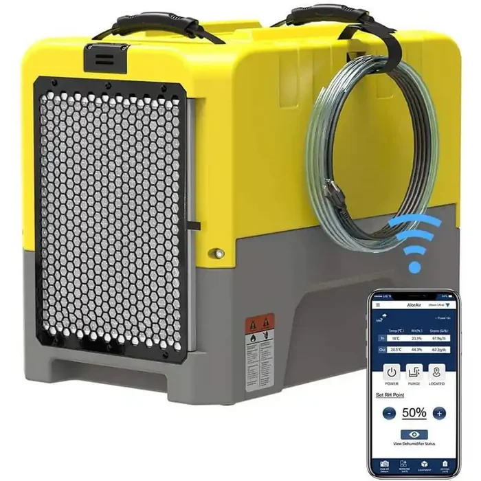 180 pt. 2,300 sq. ft. Bucketless Commercial Dehumidifier in Yellow with Wifi-Enabled Mobile Application Control and Pump