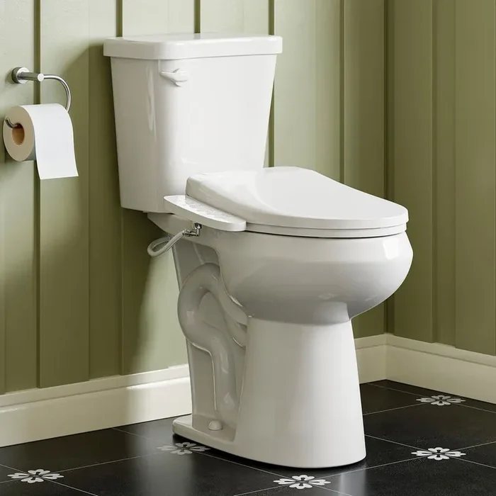 19 in. Tall 2-pics High-Efficiency 1.28 GPF Single Flush Elongated Toilet in White with Smart Bidet Seat Map Flush 1000g