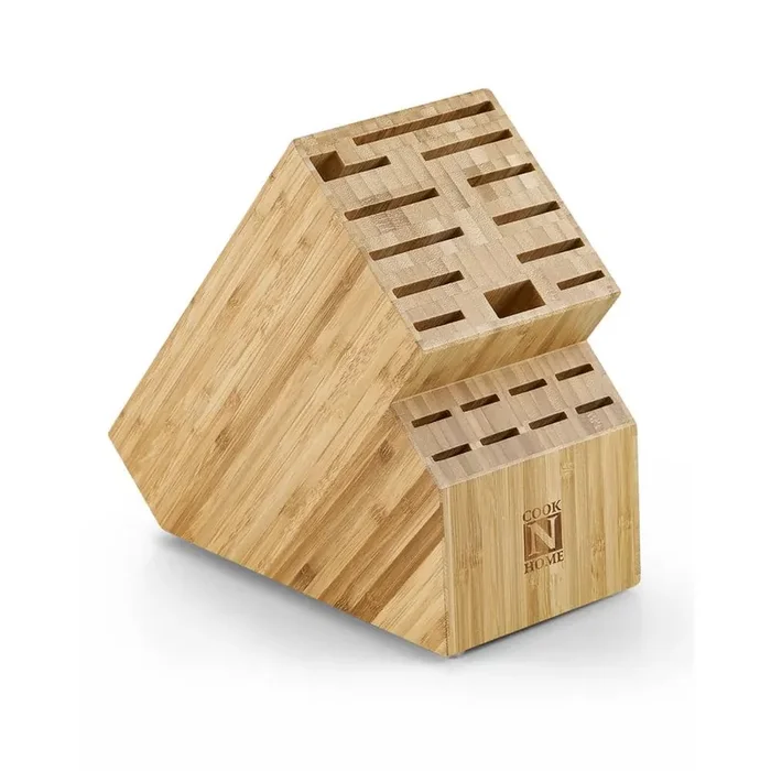 19-Slot Bamboo Universal Knife Storage Block Organizer