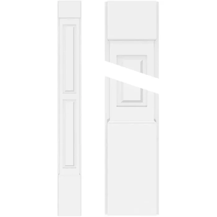 2 in. x 6 in. x 60 in. 2-Equal Raised Panel PVC Pilaster Moulding with Standard Capital and Base (Pair)