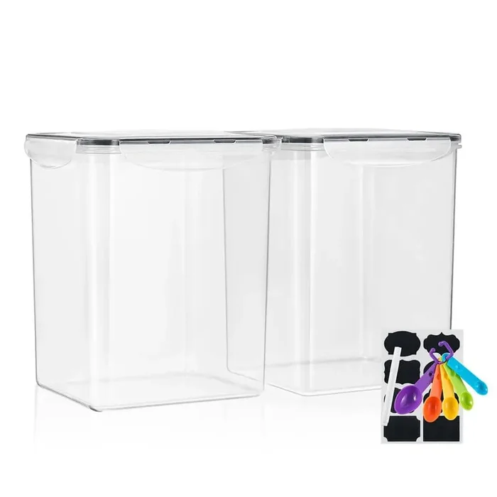 2-Pack Airtight Dry Food Storage Containers with Lids, Labels and Marker – Pantry Organization
