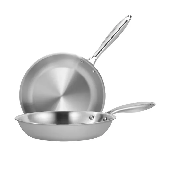 2-Piece 9.5 in. and 11 in. Tri-Ply Stainless Steel Nonstick Open Frying Pans