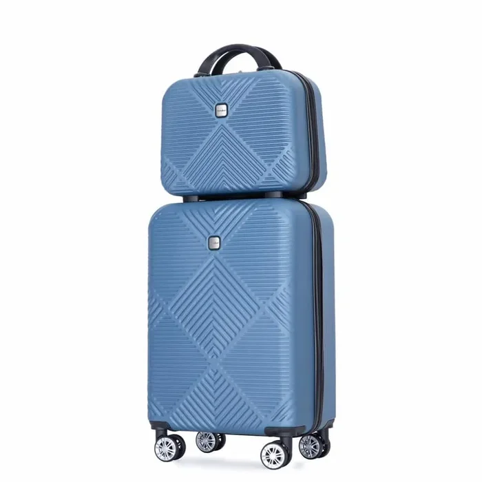 2-Piece Blue Spinner Wheels, Rolling, Lockable Handle and Lightweight Luggage Set
