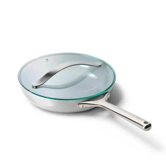 2-Piece Ceramic Fry Pan Cookware Set with Glass Lid in Gray