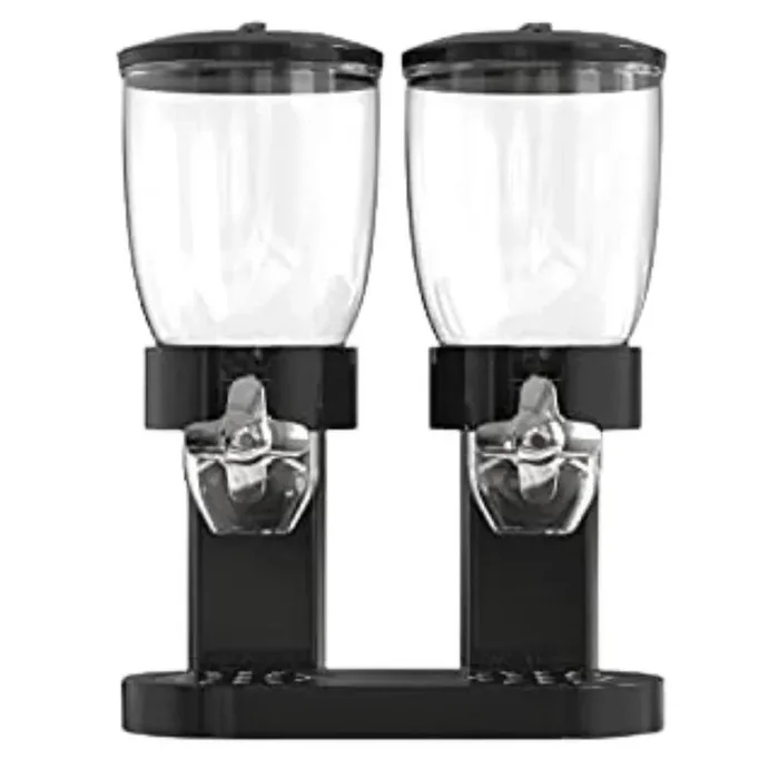 2 Pieces Dry Food Dispenser for Candy, Nuts, Rice, Granola, Cereal, Dispenses 1 Ounce Per Twist in Black