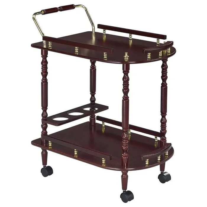 2-Shelf Serving Cart, Kitchen Pantry, Kitchen Cart, Bottle Holder Storage Organization-Merlot