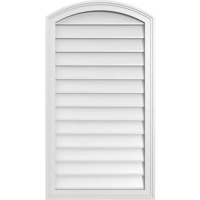 22 in. x 40 in. Arch Top Surface Mount PVC Gable Vent Functional with Brickmould Frame