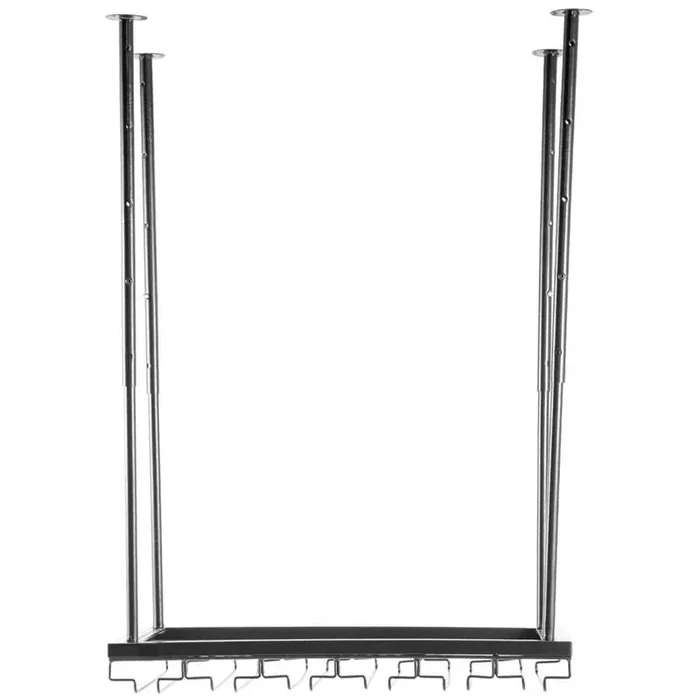 24-Bottle 23.6 in. x 13.8 in. Black Ceiling Wine Glass Rack, 18.9 in. to 35.8 in. H Adjustable Hanging Wine Rack
