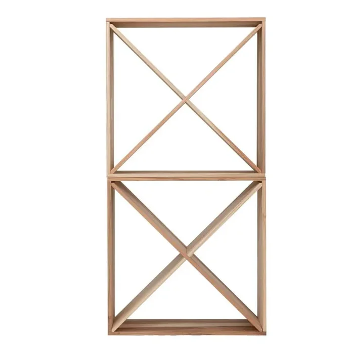 24-Bottle Natural Wood Modular Wine Rack-2 pcs