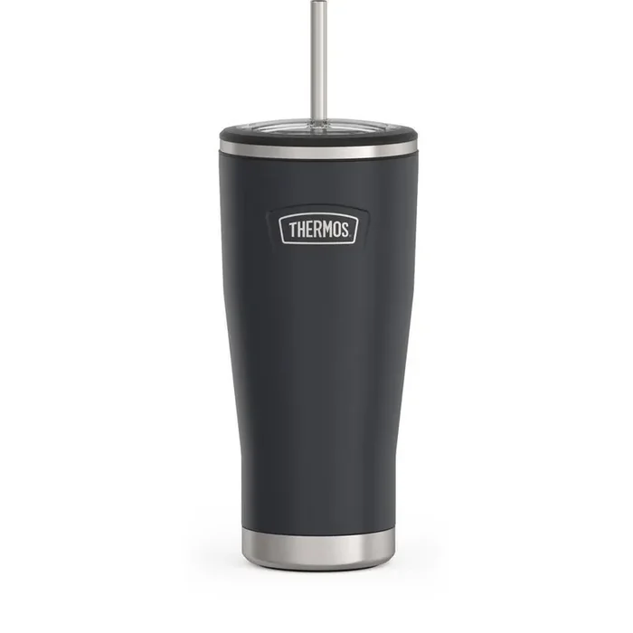 24 oz. Granite Black Stainless Steel Cold Cup with Straw