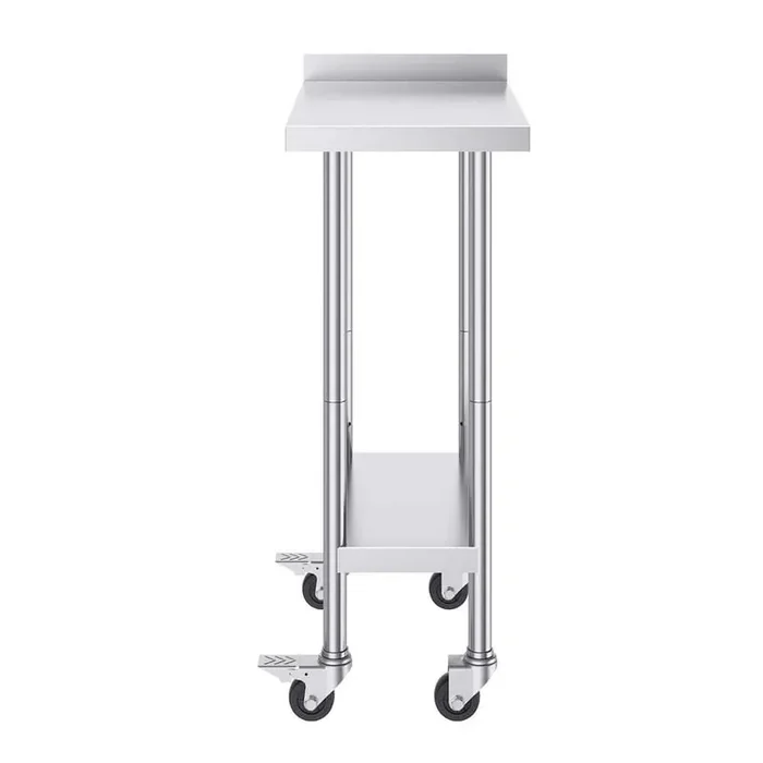 24 x 15 x 40 in. Stainless Steel Table, Commercial Food Prep Worktable with Casters, Kitchen Prep Table, Stainless Steel