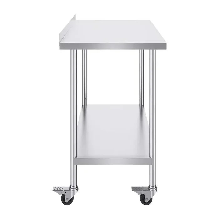 24 x 48 x 40 in. Stainless Steel Work Table, Heavy Duty Food Prep, Adjustable Height with Casters Kitchen Prep Table