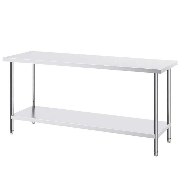 24 x 72 x 34 In. Stainless Steel Kitchen Prep Table, 880 lbs. Capacity, Heavy Duty Worktable with 3 Adjustable, Silver