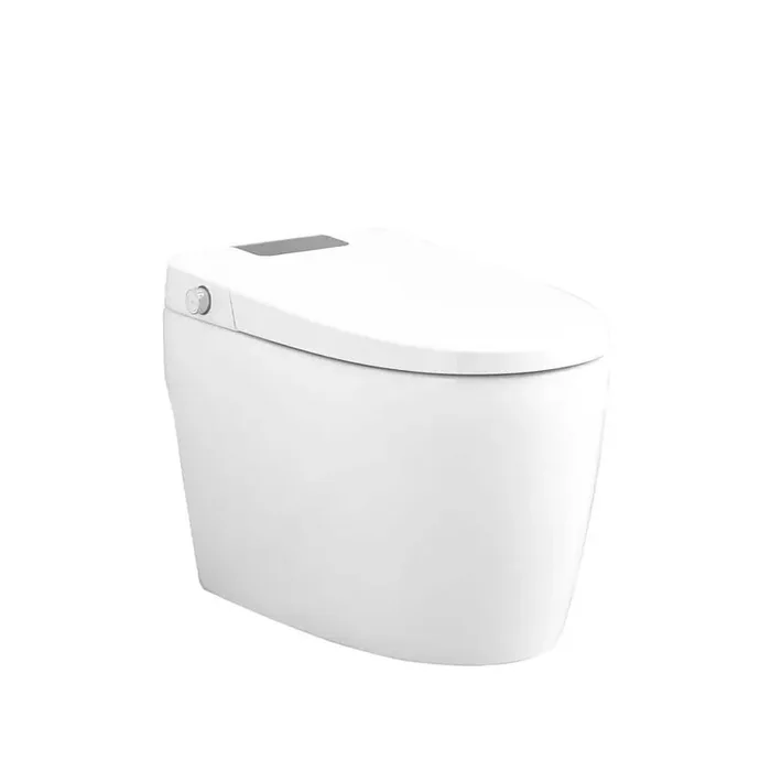 26 in. 1-piece 1.28 GPF Auto Flush Elongated Smart Toilet in White Seat Included with LED Display, Self-Cleaning Nozzle