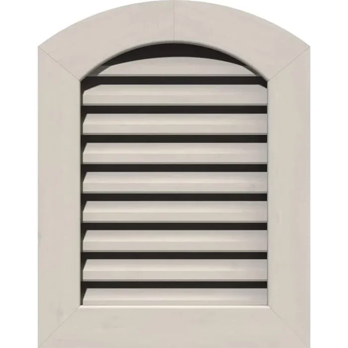 27 in. x 31 in. Round Top Primed Smooth Western Red Cedar Wood Paintable Gable Louver Vent