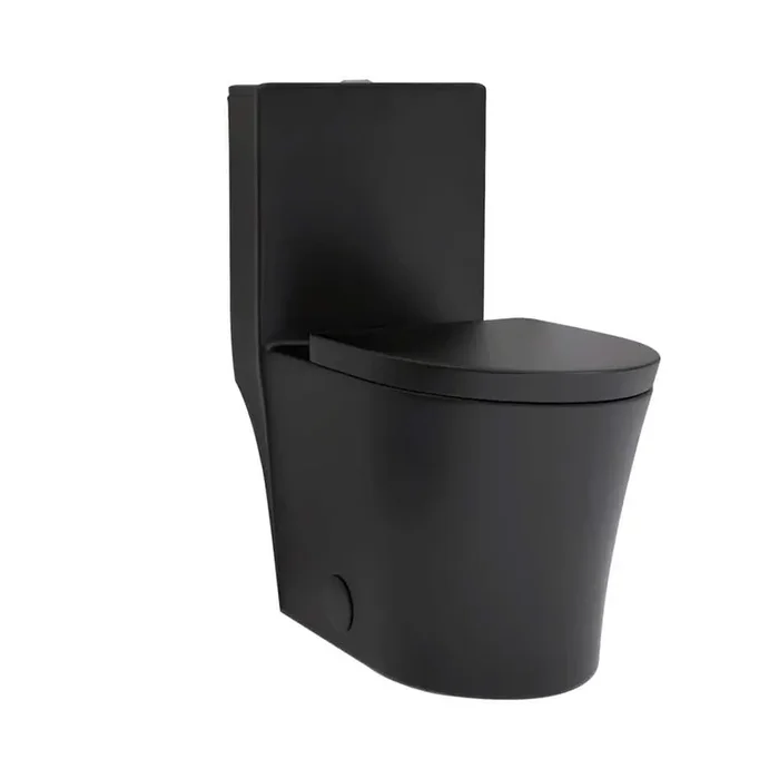 28 in. 1-piece 1.1/1.6 GPF Dual Flush Round Toilet in Black for Tiny Bathroom