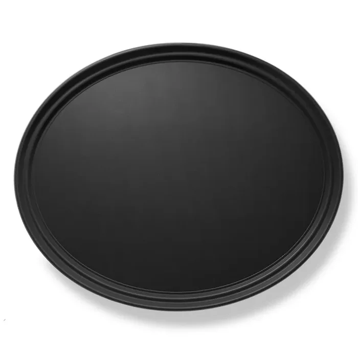 29 in. x 24 in. x 1.25 in. Oval Non-Slip Plastic Restaurant Serving Tray, Black – NSF Food Service