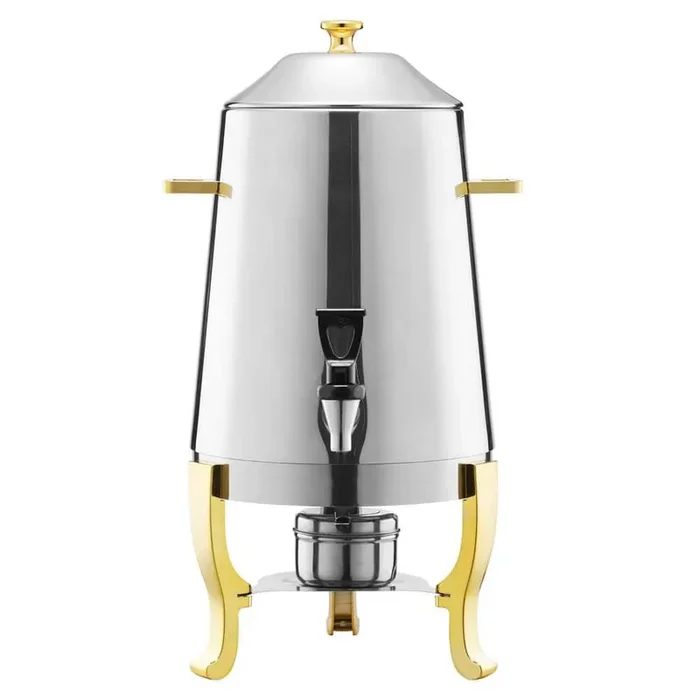 3.4 Gal. Stainless Steel Beverage Dispenser with Alcohol Burner, Spigot for Hot & Cold Drinks, Ideal for Events