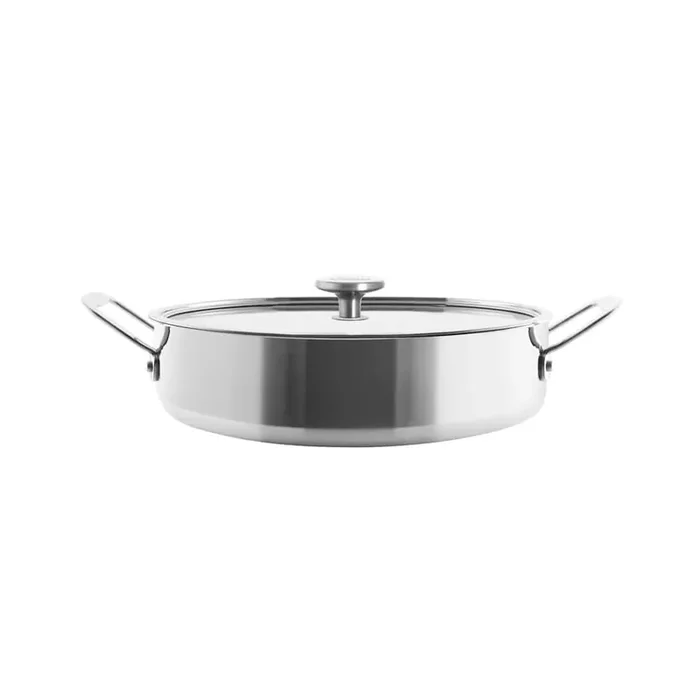 3.Clad Tri-Ply 5 qt. Stainless Steel Saute Pan in Polished Stainless Steel with Glass Lid