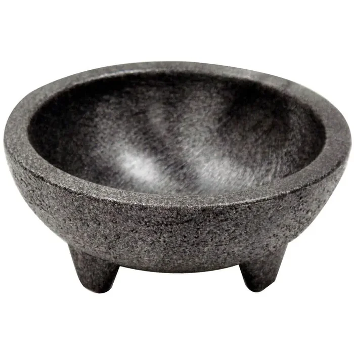 3 in. Black Polypropylene Molcajete Chip Dip Server 4-Pack