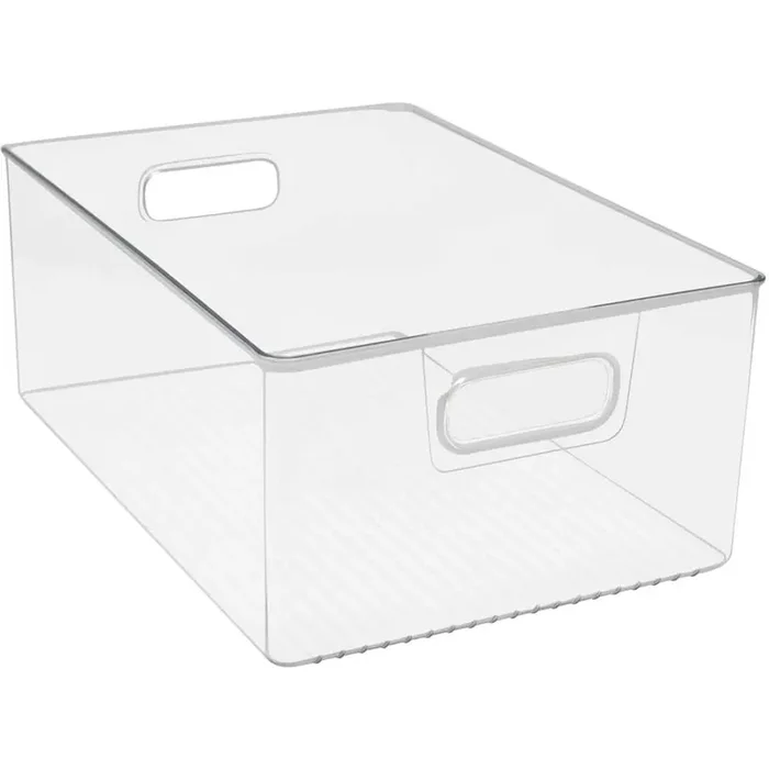 3-Pack Clear Plastic Stackable Pantry Organizer Set Storage Bins for Fridge