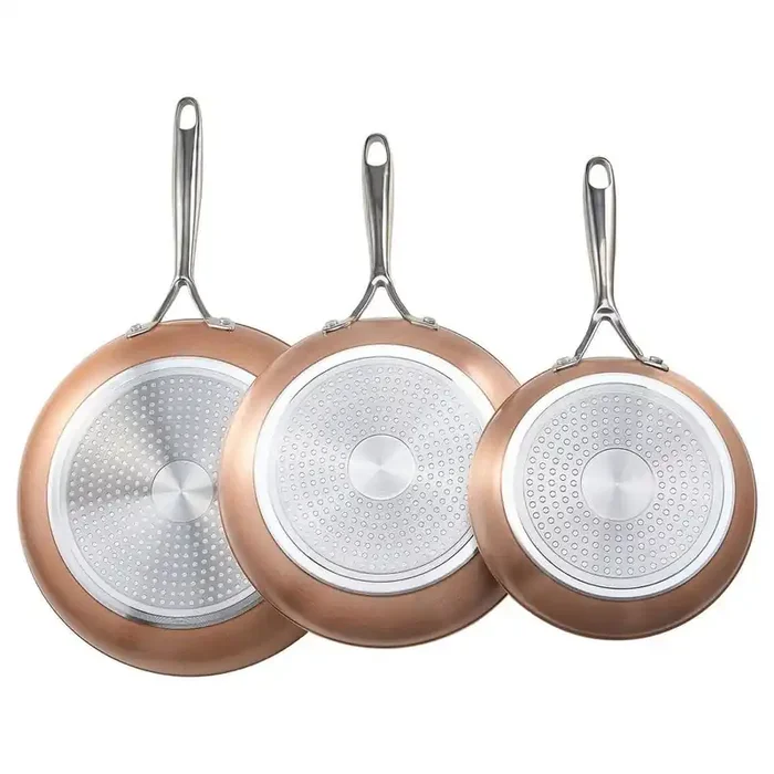 3-Piece Grey Aluminum Nonstick Egg Fry Pans with Heat-Resistant Handle for Gas, Electric, Induction, Frying Pan Skillet