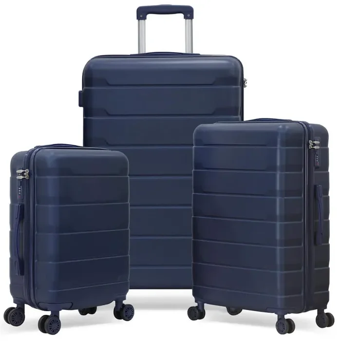 3-Piece Luggage Set with Luxe Sherpa Blanket – Azure with Light Blue Snowflake