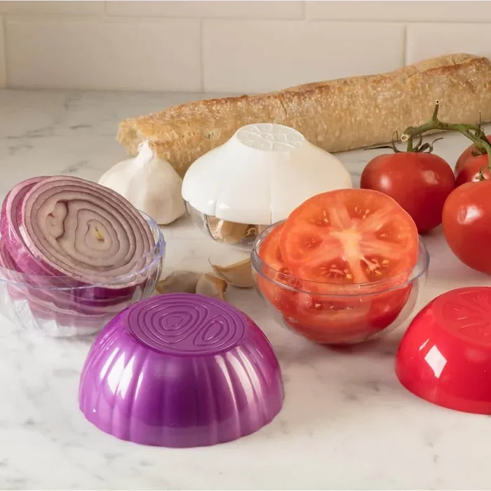 3-Piece Pro-Line Food Savers Onion Saver Tomato Saver Garlic Saver