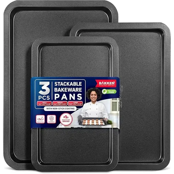 3 Piece Set Carbon Steel Bakeware Set – Black
