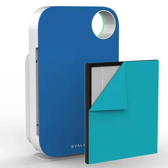3-Stage 5-in-1 HEPA Tower Air Purifier for Rooms upto 600 sq. ft. reduces Allergies, Odor, Smoke, Santorini Hills Blue