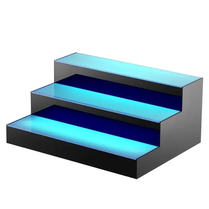 3-Tier 16 in. LED Lighted Liquor Bottle Display 33-Bottle Multi-Colored Acrylic Drink Shelf 11.93 in. W x 7.01 in. H