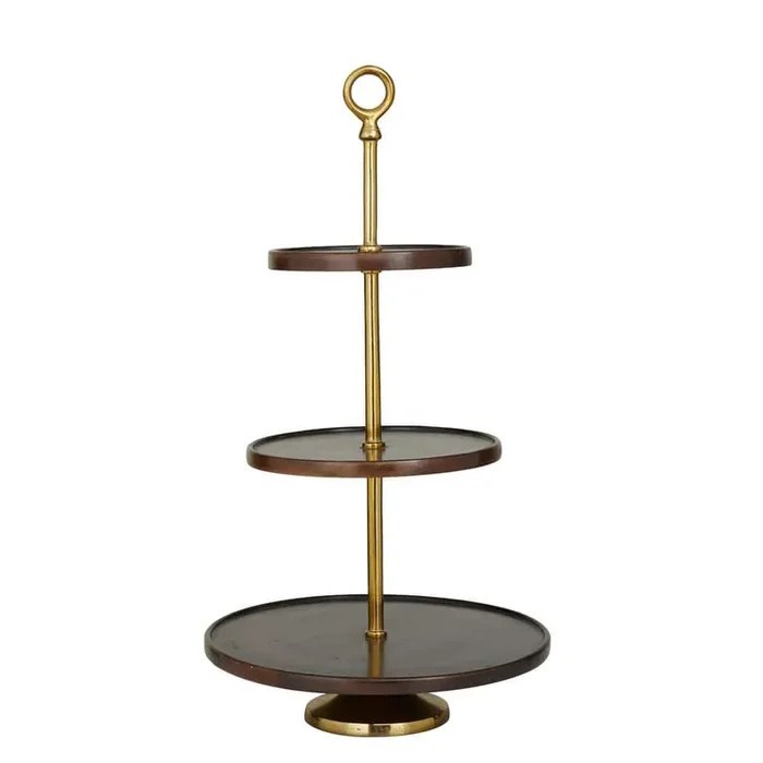 3-Tier Dark Brown Wood Coastal Cake Stand