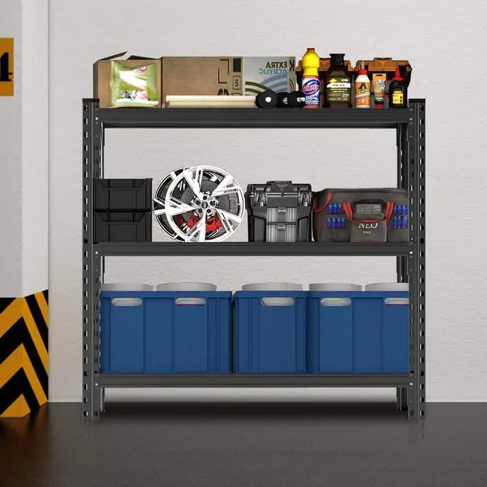 3-Tier Industrial Shelving Rack, Heavy Duty Steel Shelving Unit Adjustable,51.2 in. W x 23.6 in. D x 47.3 in. H in Black