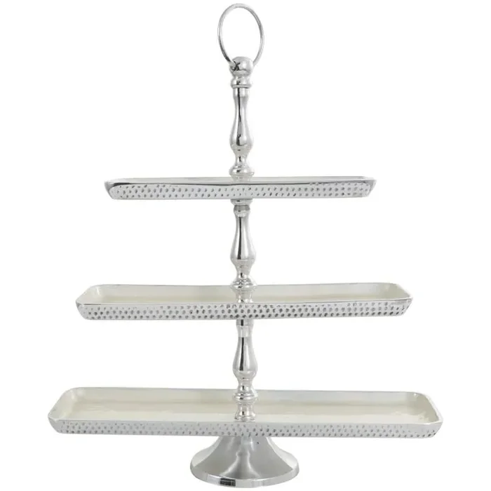 3-Tier Silver Aluminum Decorative Cake Stand