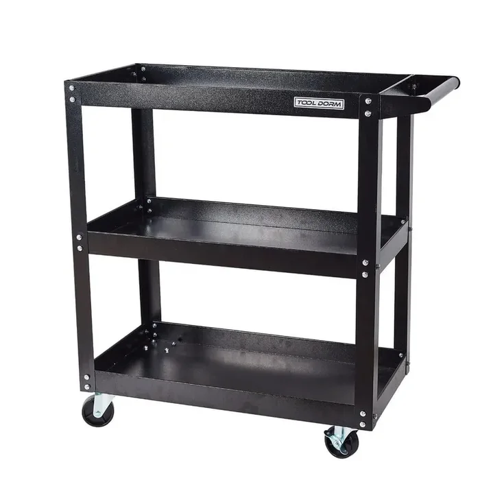 3-Tier Tool Cart, Steel Kitchen Pantry with Casters for Kitchen/Laundry/Garage in Black