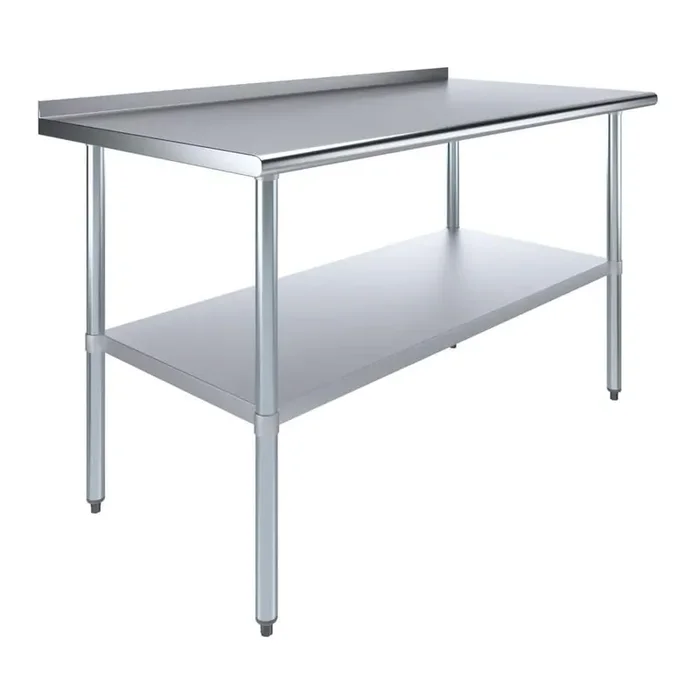 30 in. x 60 in. Stainless Steel Work Table with 1.5 in. Backsplash