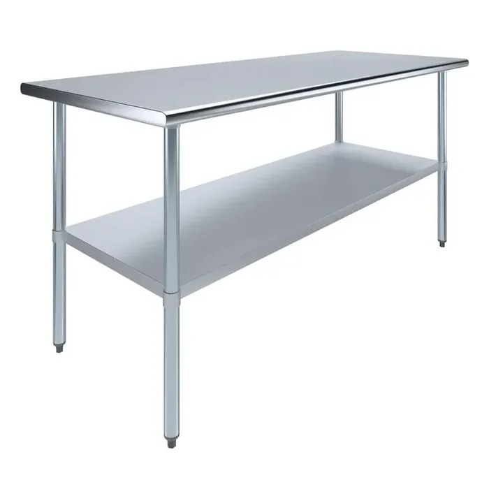 30 in. x 72 in. Stainless Steel Kitchen Utility Table with Adjustable Bottom Shelf