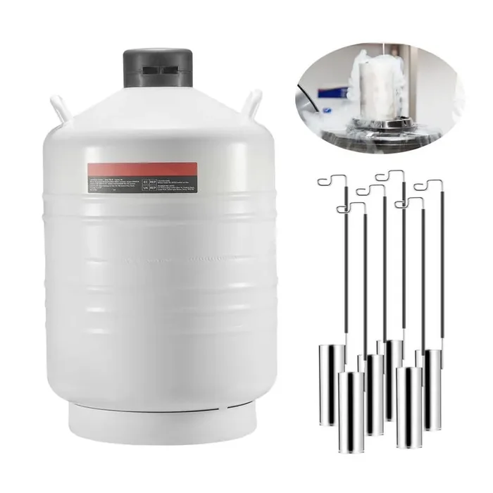 30 L Liquid Nitrogen Tank, Aluminum Alloy LN2 Dewar with 6-Canisters, Carry Bag and Straps, Cryogenic Tank for Beauty