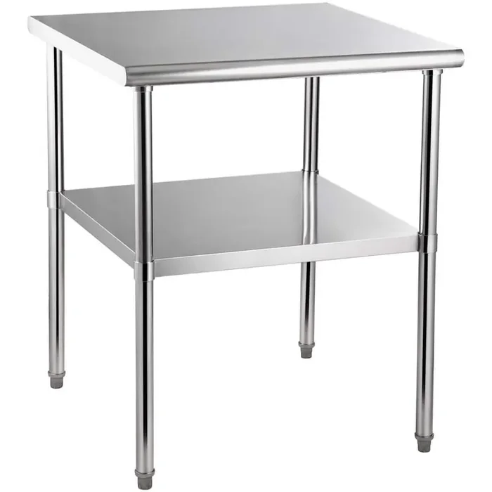 30 x 30 x 36 in. Stainless Steel Prep Table, 800 lbs. Load Capacity Heavy Duty Metal Table Commercial Workstation Sliver