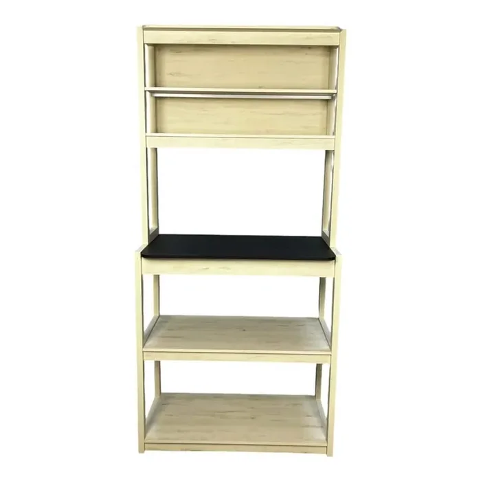 31.5″ White and Black color 5-Tier Bakers Rack for Kitchen with Storage, Coffee Bar, Kitchen Shelves, Microwave Stand