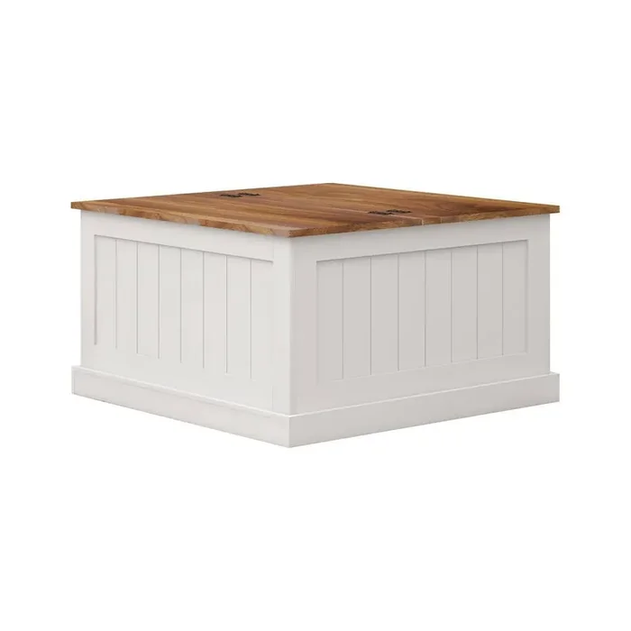 31.5 in. Kitchen Pantry Cabinet, Farmhouse Coffee Table with Hinged Lift Top, Large Hidden Storage Compartmen-White