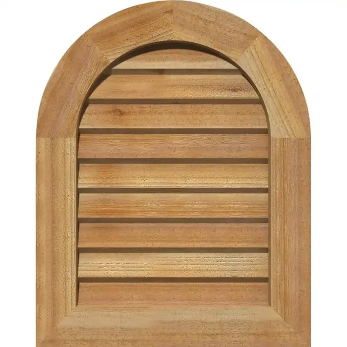 31″ x 29″ Round Top Unfinished Rough Sawn Western Red Cedar Wood Gable Louver Vent Non-Functional