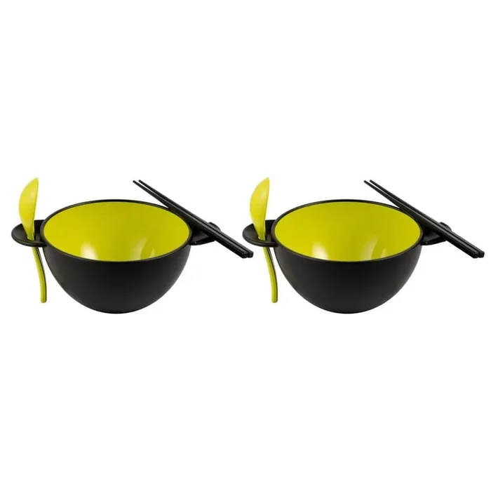 33.5 fl. oz. Black and Green Plant Based Earth Ramen Bowl 6-Piece Set