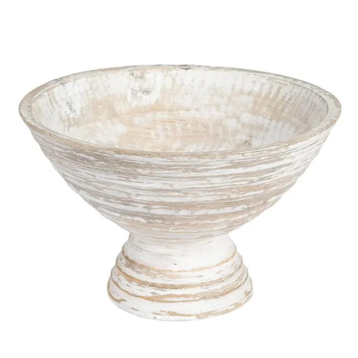 35 fl. oz. 9.75 in. White Mango Wood Serving Bowls (Set of 1)