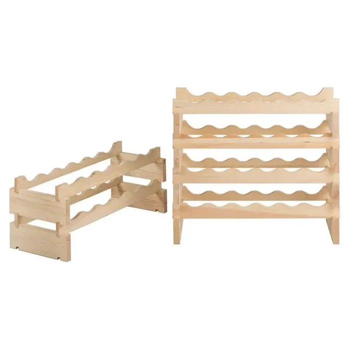 36-Bottle Natural Stackable Wooden Wobble-Free Modular Wine Rack