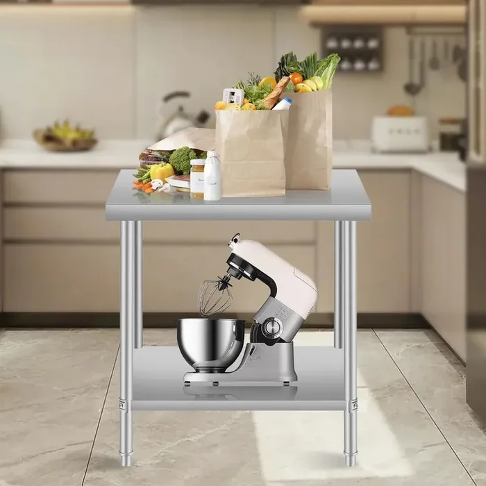 36‘‘x24‘‘ Stainless Steel Kitchen Prep Table with Under Shelf, Commercial Work Table for Restaurant and Home in Silver