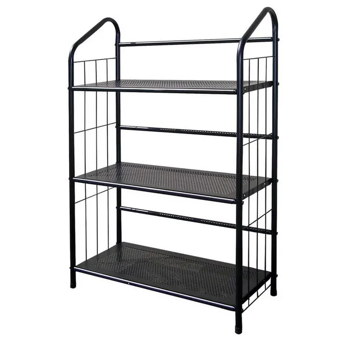 37 in. Tall 3-Tier Metal Standing Kitchen Pantry, Book Shelf, Black