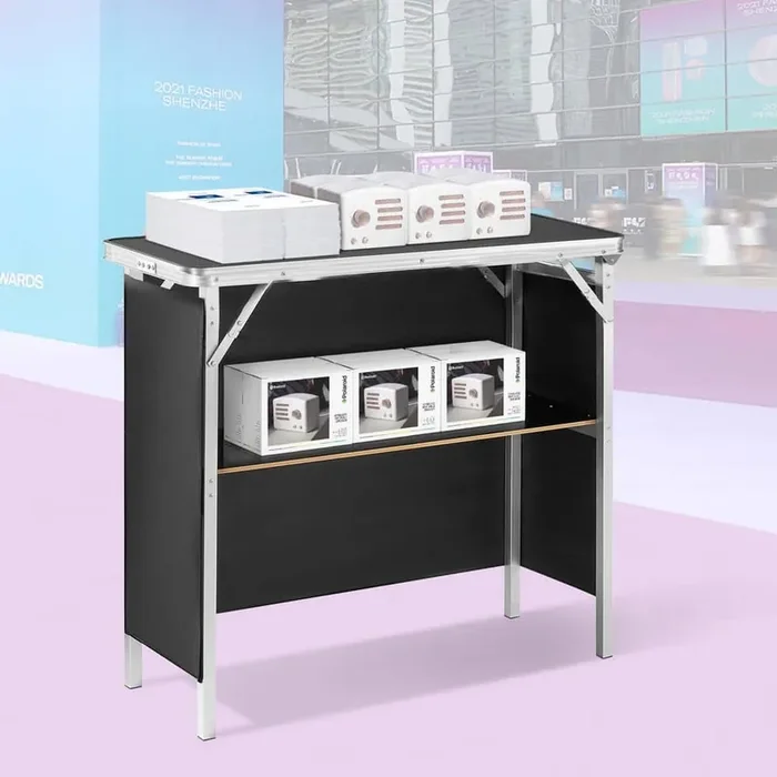 38.39×15.16×34.25 in. Folding Portable Bar Table, Tradeshow Podium Table for Indoor, Outdoor, Party, Picnic, Exhibition