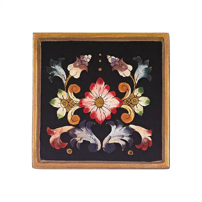 4 in. 4-Piece Square Gemstone Black Coaster Set